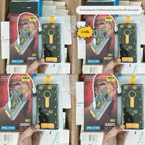 Sạc dự phòng San 20.000mAh chính hãng pd 66w, hỗ trợ sạc nhanh