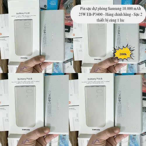 Pin sạc dự phòng Samsung 10.000 mAh 25W EB-P3400 - Hàng chính hãng - Sạc 2 thiết bị cùng 1 lúc