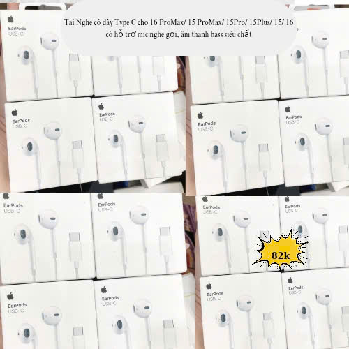   Tai Nghe có dây Type C cho 16 ProMax/ 15 ProMax/ 15Pro/ 15Plus/ 15/ 16 có hỗ trợ mic nghe gọi, âm thanh bass siêu chất