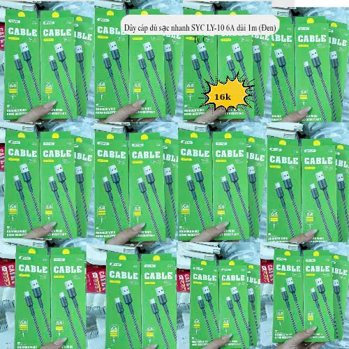 Dây cáp dù sạc nhanh SYC LY-10 6A dài 1m (Đen)  Ty. C