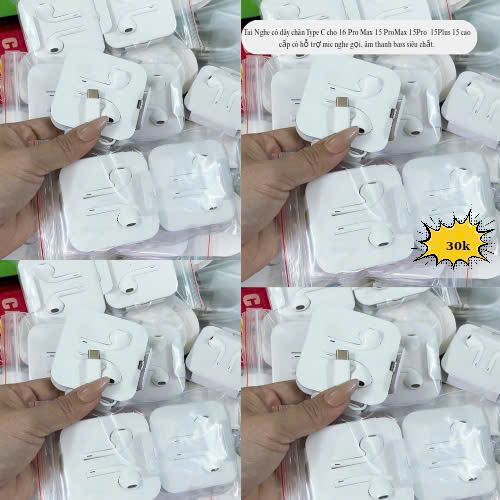 Tai Nghe có dây Type C cho 16 ProMax/ 15 ProMax/ 15Pro/ 15Plus/ 15/ 16 có hỗ trợ mic nghe gọi, âm thanh bass siêu chất